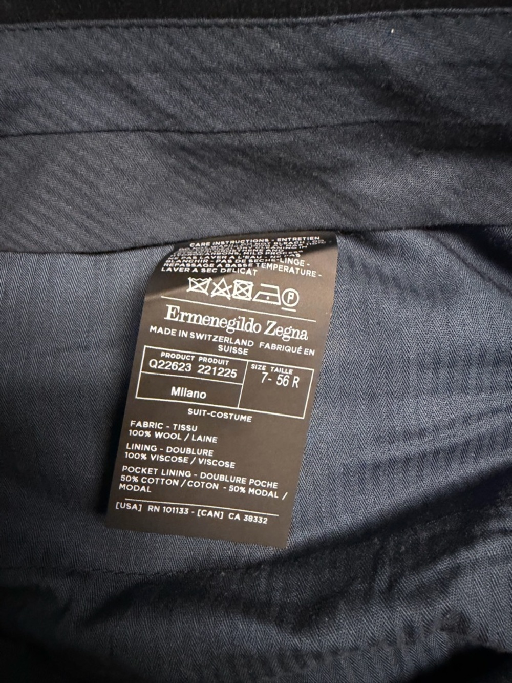 Ermenegildo Zegna Trofeo Milano Tic Tac Weave Suit Navy Blue 56R Or 46R US - Picture 9 of 15